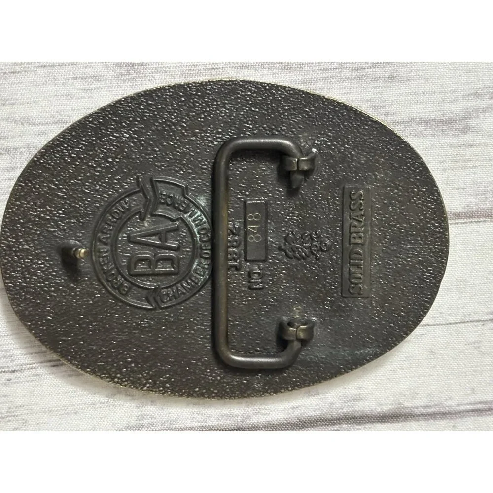 Estate Brass Broken Arrow Oklahoma Native American Peace Pipe Belt Buckle